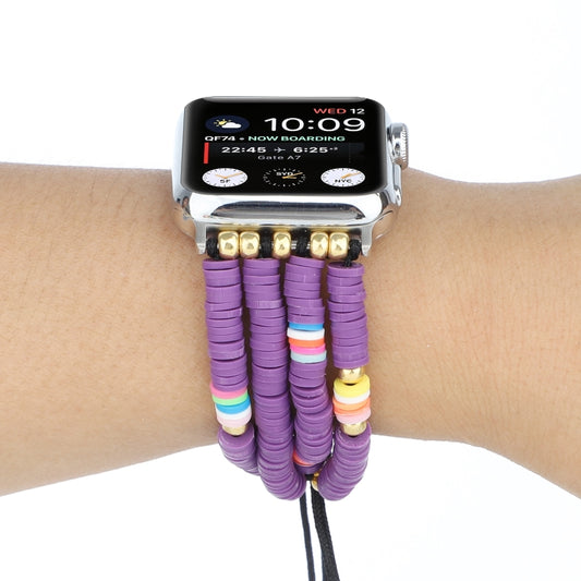 Bohemian Style Soft Ceramic Beaded Strap For Apple Series 7 41mm / 6 & SE & 5 & 4 40mm / 3 & 2 & 1 38mm(Purple) by bashfashion