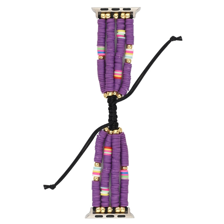 Bohemian Style Soft Ceramic Beaded Strap For Apple Series 7 45mm / 6 & SE & 5 & 4 44mm / 3 & 2 & 1 42mm(Purple) by bashfashion