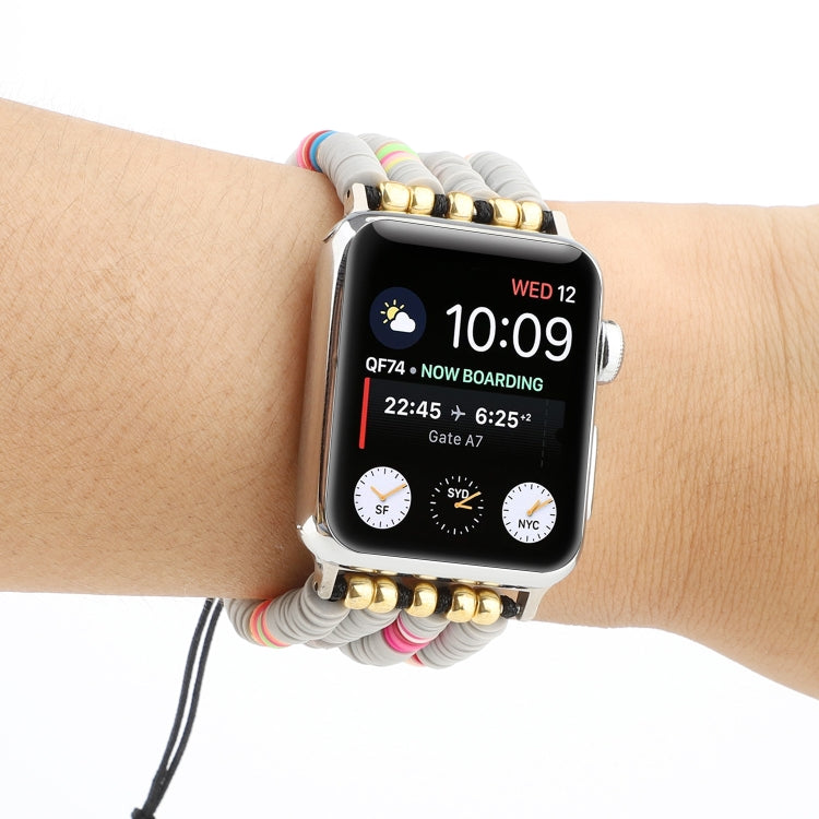 Bohemian Style Soft Ceramic Beaded Strap For Apple Series 7 45mm / 6 & SE & 5 & 4 44mm / 3 & 2 & 1 42mm(Grey) by bashfashion