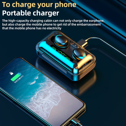 F9-5C Macaron Series Four-bar Breathing Light + Digital Display Noise Reduction Bluetooth Earphone (Baby Blue) by bashfashion