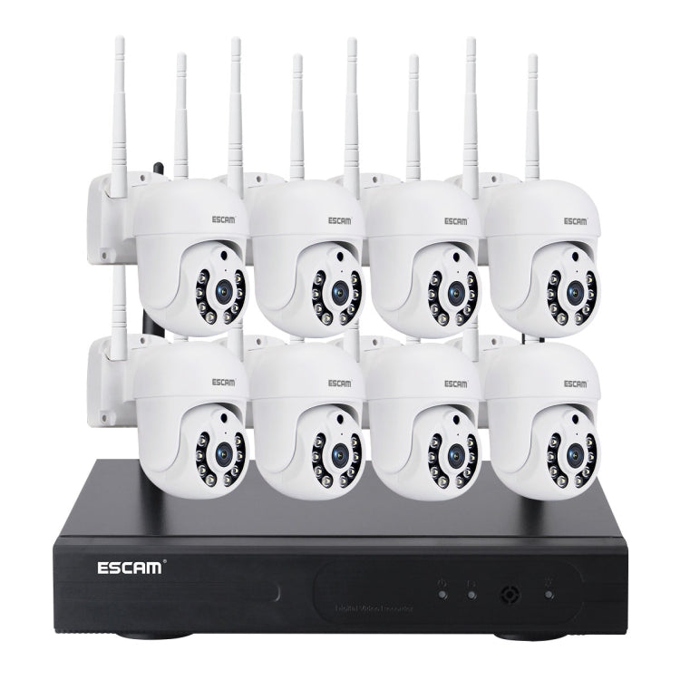 ESCAM WNK718 HD 3.0 Million Pixels 8-channel Wireless + 8IPC Wireless NVR Security System, US Plug by ESCAM