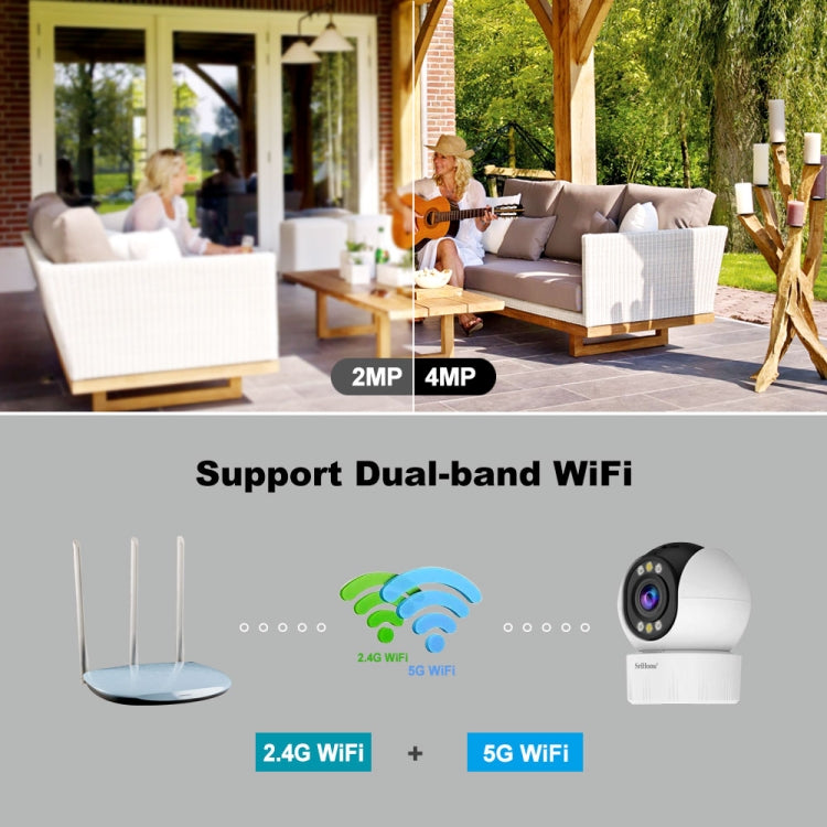 SriHome SH046 4.0 Million Pixels FHD Low Power Consumption Wireless Home Security Camera System (AU Plug) by SriHome