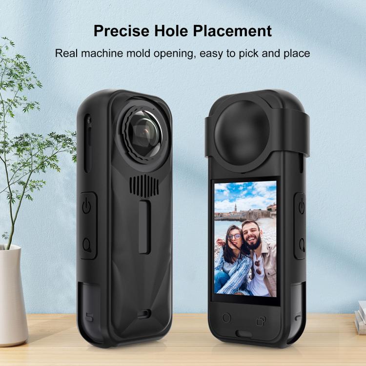 For Insta360 X5 PULUZ Silicone Protective Case with Lens Cover (Black) by PULUZ