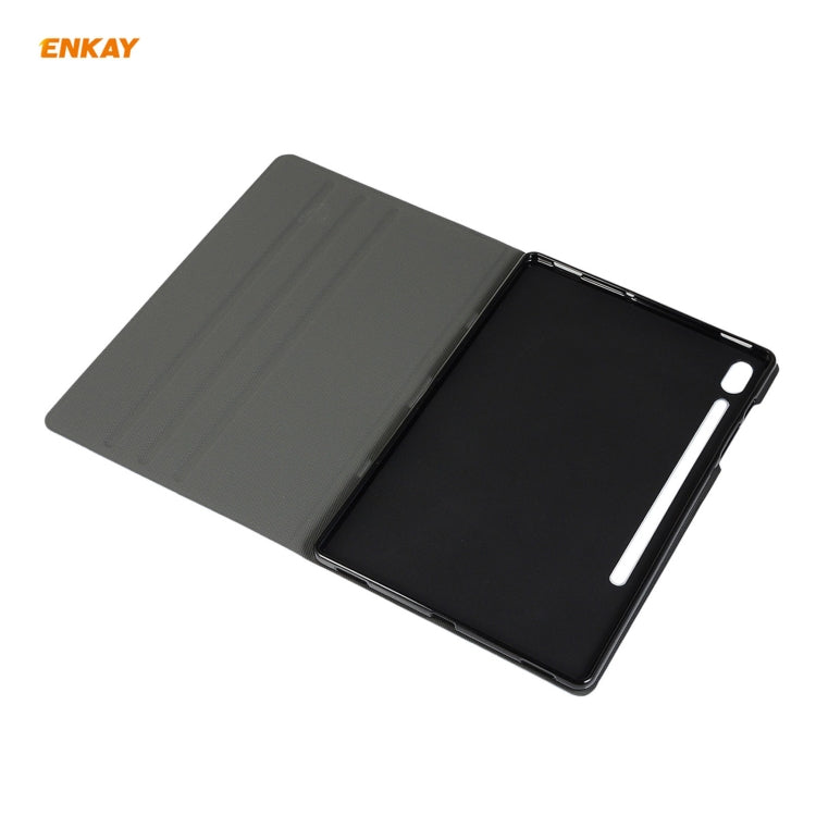 For Samsung Galaxy Tab S8 / Galaxy Tab S7 11.0 T870 / T875 ENKAY Coarse Cloth Pattern PU Leather + TPU Smart Case with Holder & Sleep / Wake-up Function(Black) by ENKAY