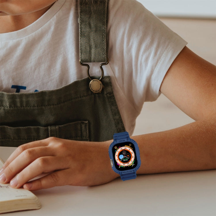 For Apple Watch Ultra 3 / 2 / 1 49mm JUNSUNMAY Integrated TPU Case Adjustable Elastic Watch Band(White) by JUNSUNMAY