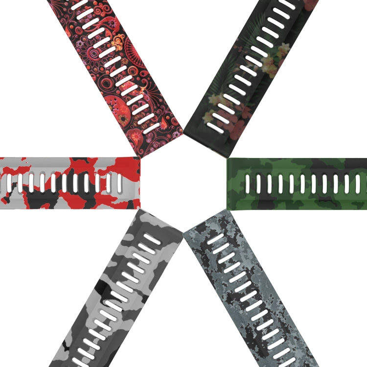 For Garmin Fenix 3 26mm Camouflage Printed Silicone Watch Band(Grey+Army Camouflage) by bashfashion