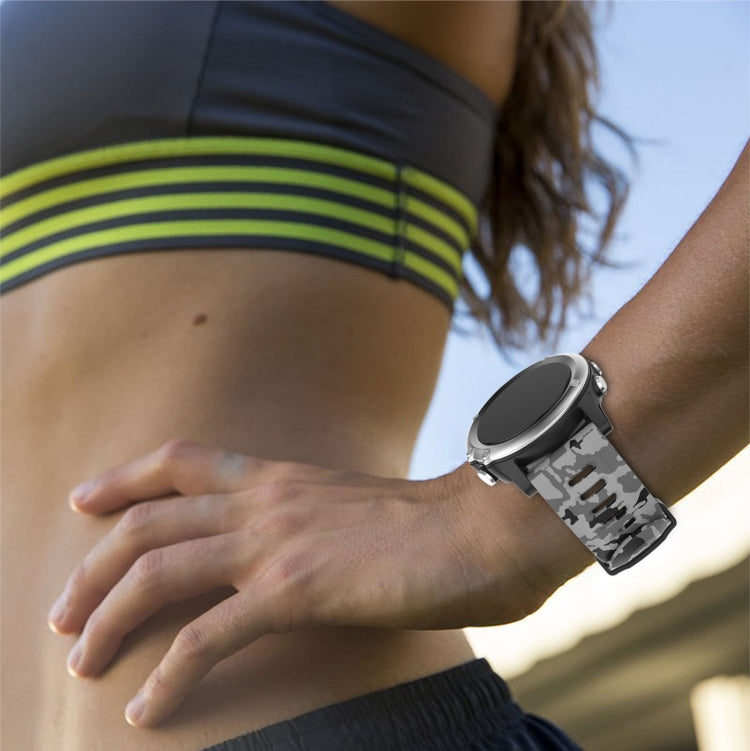 For Garmin Fenix 5X Plus 26mm Camouflage Printed Silicone Watch Band(Grey+Army Camouflage) by bashfashion