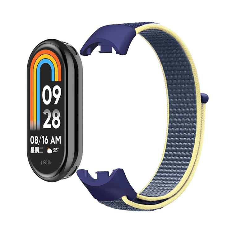 For Xiaomi Mi Band 8 ENKAY Hat-Prince 2 in 1 Set Full Coverage Screen Protector + Nylon Loop Watch Band(Blue+Yellow) by ENKAY