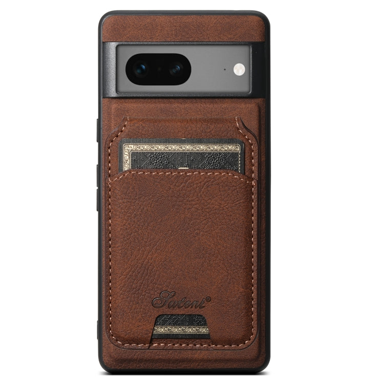For Google Pixel 7 Suteni H16 Litchi Texture Leather Detachable Wallet Back Phone Case(Brown) by Suteni
