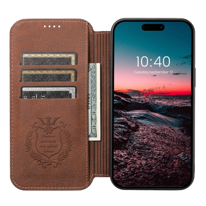 For iPhone 15 Pro Max Suteni J06 Retro Matte Litchi Texture Leather MagSafe Phone Case(Brown) by Suteni