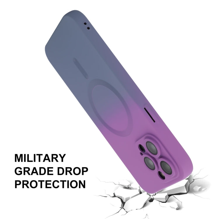 For iPhone 13 Pro Max ENKAY Hat-Prince MagSafe Rainbow Gradient Silicone Phone Case with Lens Film(Pink Blue) by ENKAY