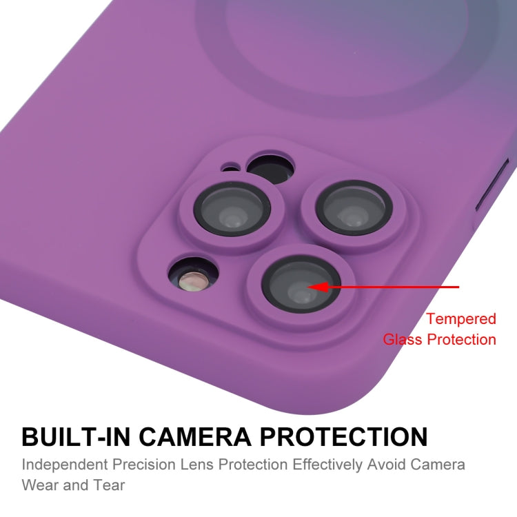 For iPhone 15 Pro Max ENKAY Hat-Prince MagSafe Rainbow Gradient Silicone Phone Case with Lens Film(Dark Blue) by ENKAY