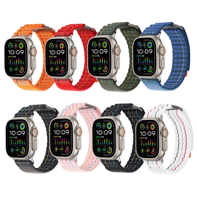 For Apple Watch Ultra 2 49mm Two Sections Nylon Hook and Loop Fastener Watch Band(Cherry Red) by bashfashion