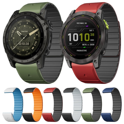 For Garmin Descent MK1 / MK2 / MK2i Dual Color Magnetic Quick Release 26mm Silicone Watch Band(Green+Black) by bashfashion