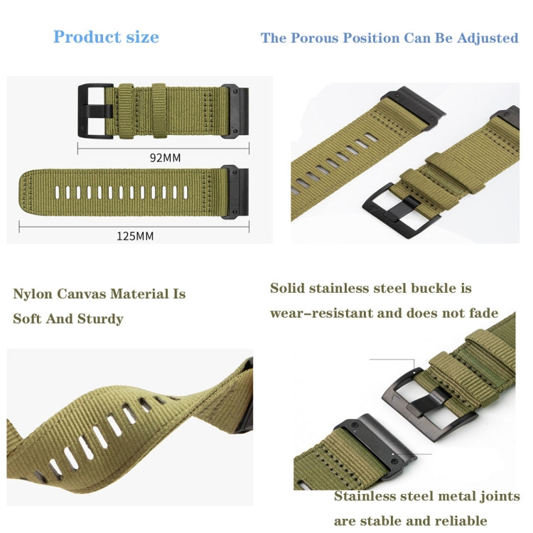 For Garmin Fenix 5 / 5 Plus Nylon Canvas Quick Release 22mm Watch Band(Army Green) by bashfashion