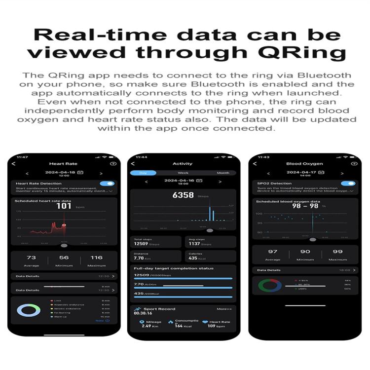 R04 SIZE 7 Smart Ring, Support Heart Rate / Blood Oxygen / Sleep Monitoring / Take Photos(Silver) by bashfashion