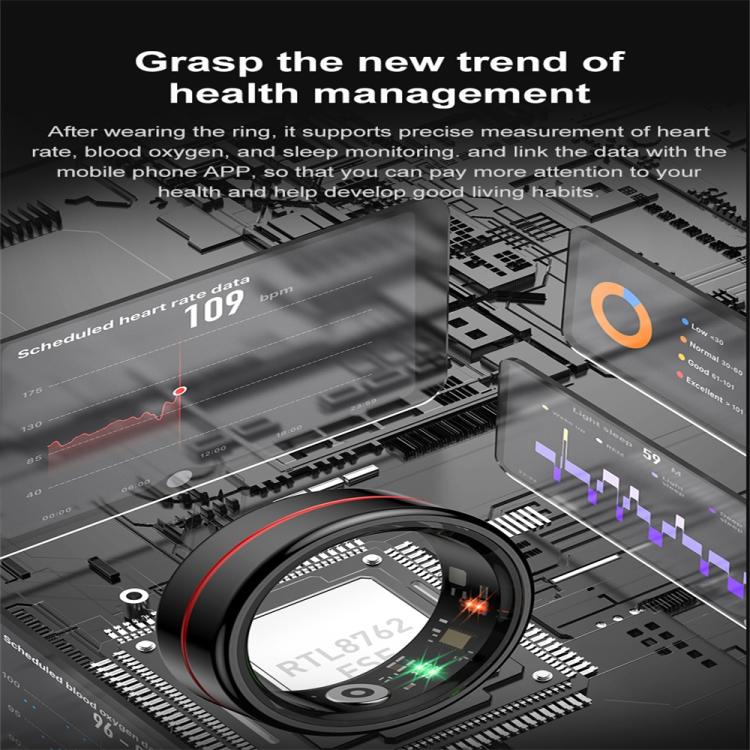 R04 SIZE 10 Smart Ring, Support Heart Rate / Blood Oxygen / Sleep Monitoring / Take Photos(Silver) by bashfashion