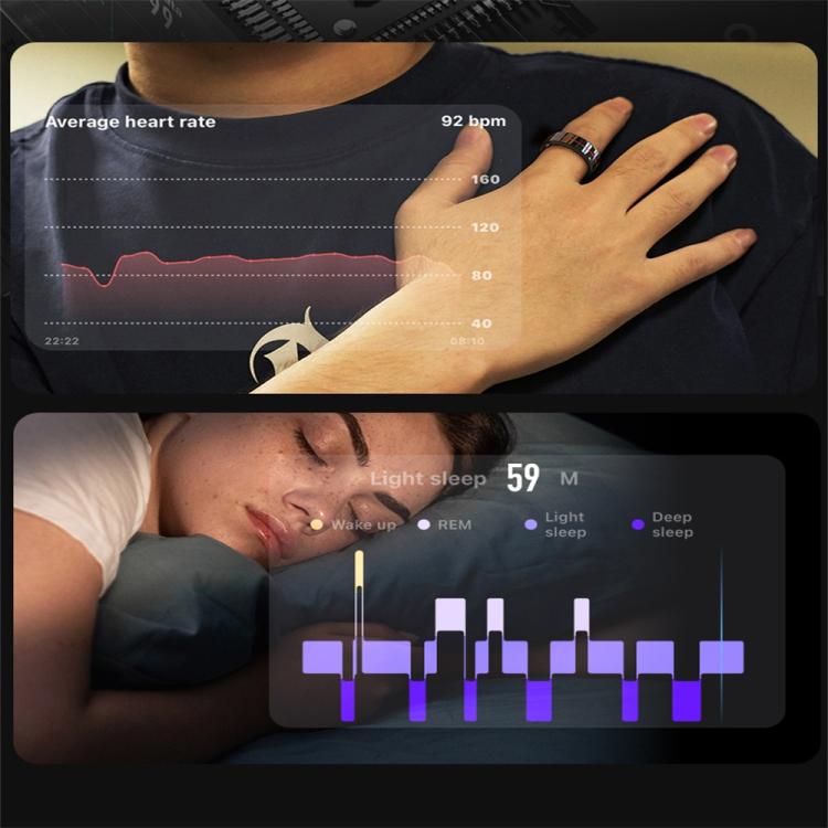 R04 SIZE 11 Smart Ring, Support Heart Rate / Blood Oxygen / Sleep Monitoring / Take Photos(Black) by bashfashion
