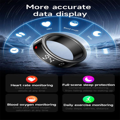 SY01 SIZE 13 Smart Ring, Support Heart Rate / Blood Oxygen / Sleep Monitoring / Multiple Sport Modes(Black) by bashfashion