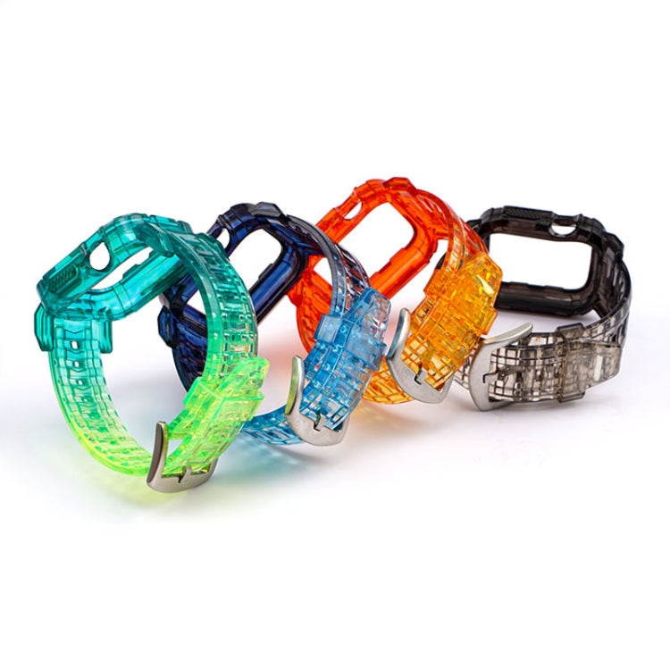 For Apple Watch Series 3 & 2 & 1 38mm Gradient TPU Integrated Case Strap(Black Through. - Silver Clasp) by bashfashion