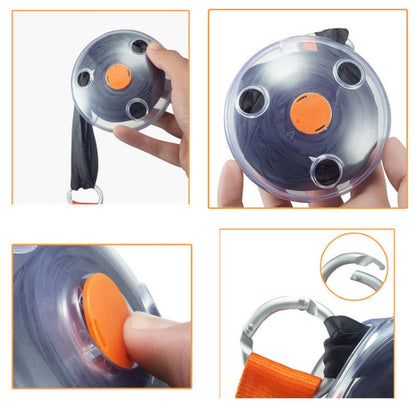 Portable Tote In Pouch Reusable Folding Carabiner Shopping Bag(Black) by bashfashion