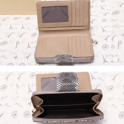 Ladies Python Texture Leather Clutch Embossed Zipper Wallet(Cherry Pink) by bashfashion