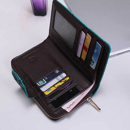 Ladies Python Texture Leather Clutch Embossed Zipper Wallet(Cherry Pink) by bashfashion