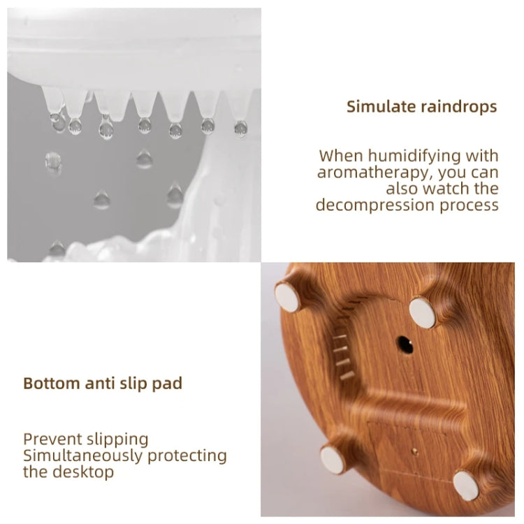 V50 Desktop Colorful Night Light Humidifier Wood Grain Water Drop Aroma Diffuser, Spec: US Plug(White) by bashfashion
