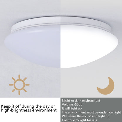 LED Sound Light Control Ceiling Lamp Round Corridor Intelligent Sensor Lamp, Power source: 24W 400mm(White) by bashfashion