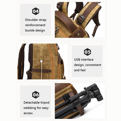 K813 Retro SLR Camera Bag Canvas Shoulder Computer Camera Bag(Khaki) by bashfashion