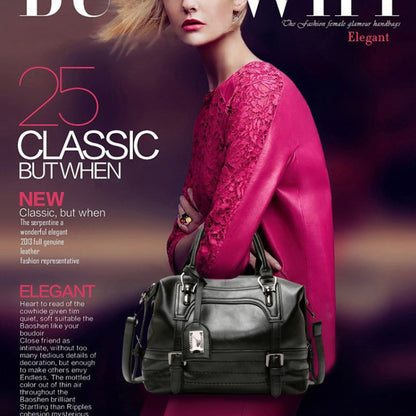 Ladies Casual Handbag Soft-faced Solid Color One-shoulder Diagonal Large Bag(Brown) by bashfashion