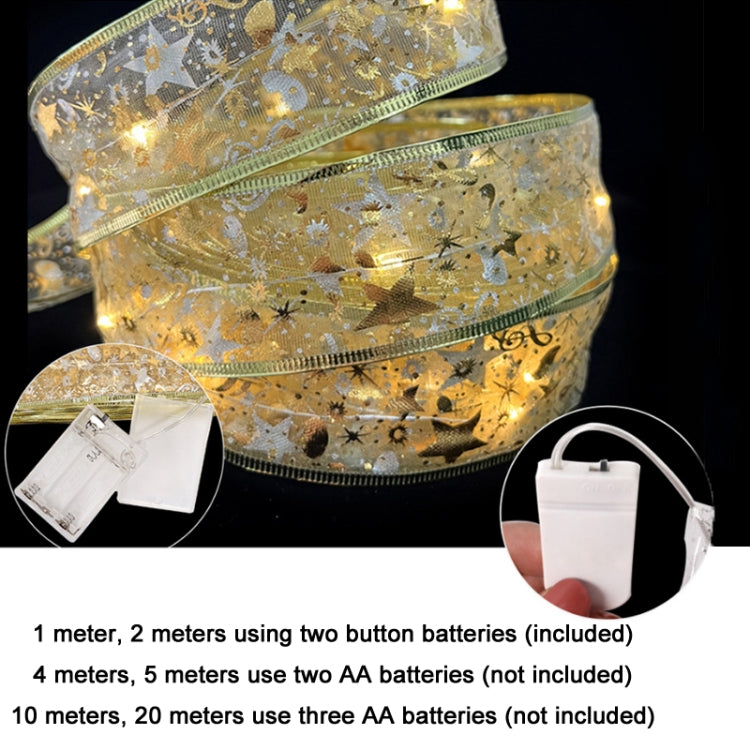 Christmas LED Lights Bronzing Double Ribbon String Lights, Specification: 5m(Gold Color Light) by bashfashion