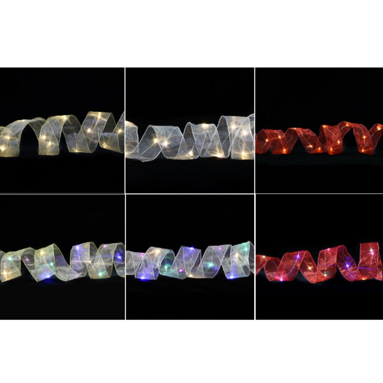 Christmas Ornament Double Light Board Yarn Ribbon String Lights, Specification: 20m(Gold Color Light) by bashfashion