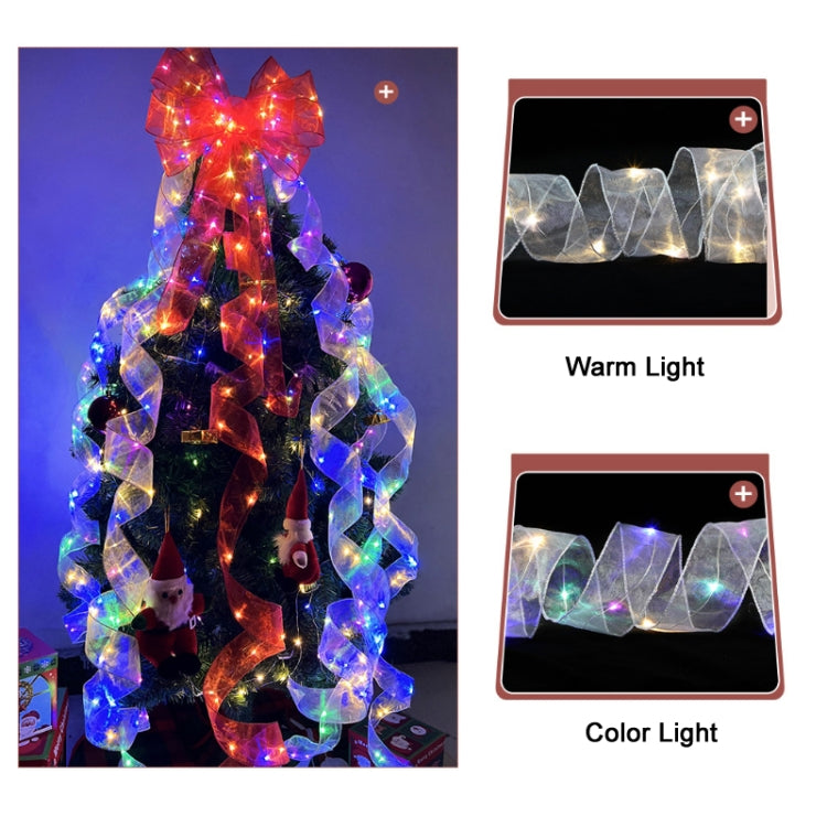 Christmas Ornament Double Light Board Yarn Ribbon String Lights, Specification: 20m(Gold Color Light) by bashfashion