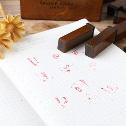 E13 28PCS/Set Vintage Wooden Alphabet and Number Diary Handbook DIY Stamps(Cursive Lowercase) by bashfashion