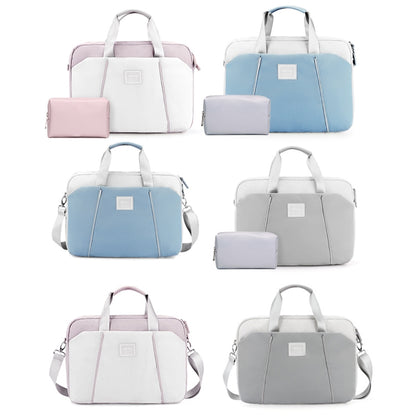 13.3-14 inch Computer Handheld Messenger Bag For Apple MacBook / Huawei / Xiaomi / Basne(Ladder hand gray+gray PU power package) by bashfashion