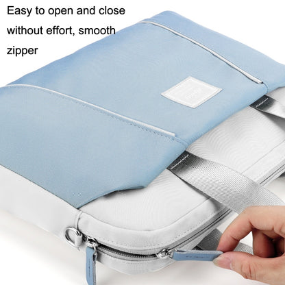15.6 inch Computer Handheld Messenger Bag For Apple MacBook / Huawei / Xiaomi / Basne(Ladder tape light blue+gray PU power package) by bashfashion