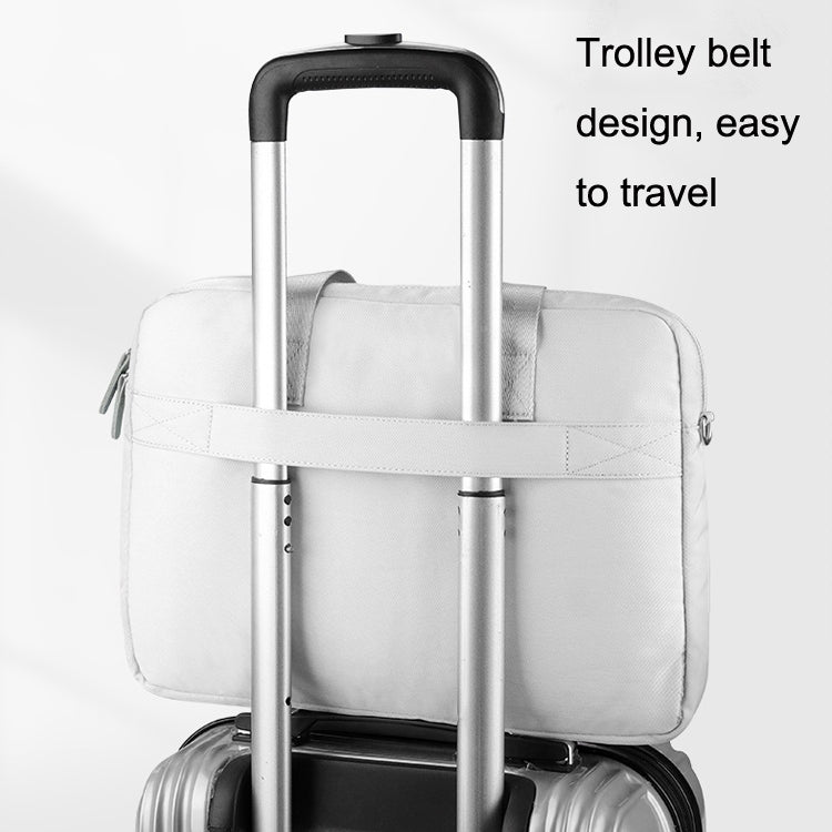 15.6 inch Computer Handheld Messenger Bag For Apple MacBook / Huawei / Xiaomi / Basne(Ladder tape light blue+gray PU power package) by bashfashion