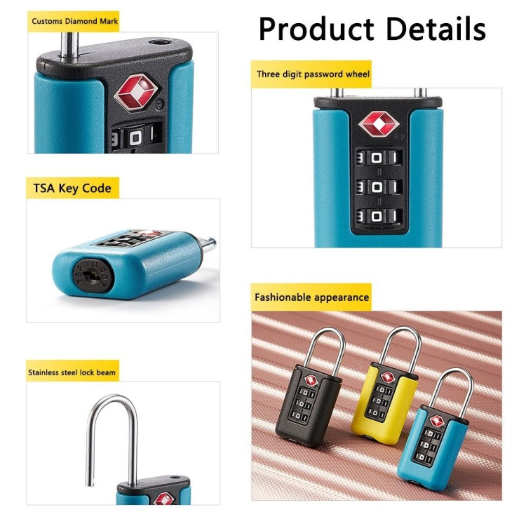 TSA Customs Code Lock Travel Luggage Lock Mini Contrast Color Design Combination Padlock(Black) by bashfashion