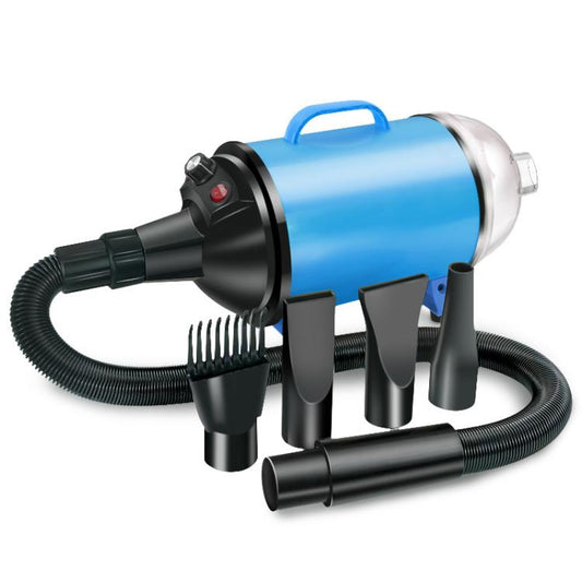 2100W Dog Dryer Stepless Speed Pet Hair Blaster With Vacuum Cleaner 110V US Plug(Black Blue) by bashfashion