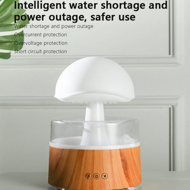 500ml Rain Humidifier Mushroom Cloud Colorful Night Lamp Aromatherapy Machine With Remote Control, Style: USB Direct Plug(Wood Grain) by bashfashion