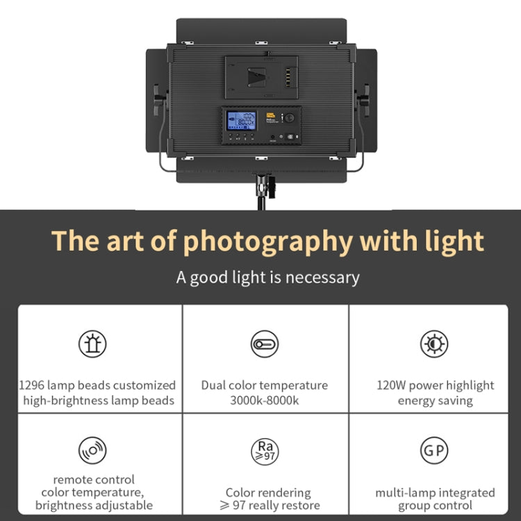 Pixel P45pro High Bright Dual Color Temperature Fill Light 120W Normal Bright Studio Camera Soft Light(A Set With AU Plug Adaptor) by Pixel
