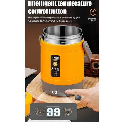 2.0L 304 Food Grade Insulated Lunch Box Electric Thermostat Lunch Bucket, CN Plug, Color: Temperature Display Beige Power Cord/Car Wire by bashfashion