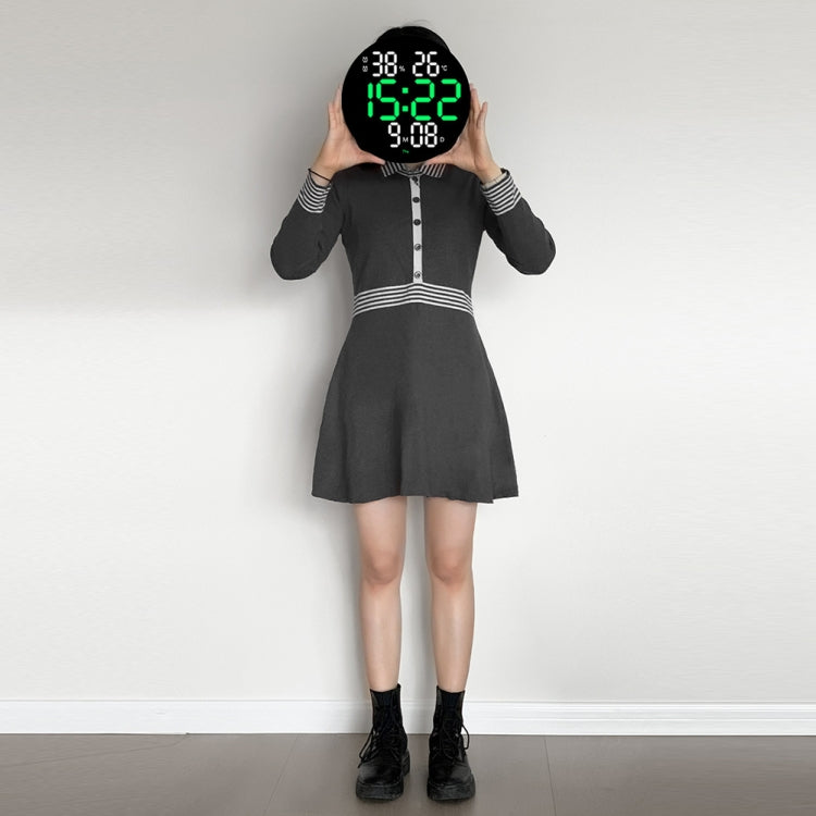 10-Inch Led Digital Wall Clock 2-Color Large Screen Electronic Clock With Temperature Display(Green) by bashfashion