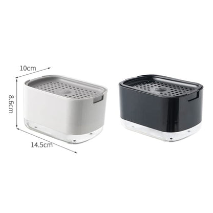 Press Type Soap Dispenser Detachable Double Layer Drainage Design Soap Dish, Spec: White With Sponge by bashfashion