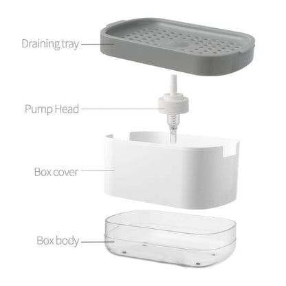 Press Type Soap Dispenser Detachable Double Layer Drainage Design Soap Dish, Spec: White With Sponge by bashfashion