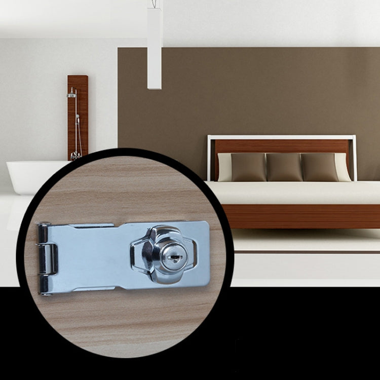 4 inch Interlocking No Hole Hook With Locking Hasp Chest Of Drawers Door Lock With Iron Key by bashfashion