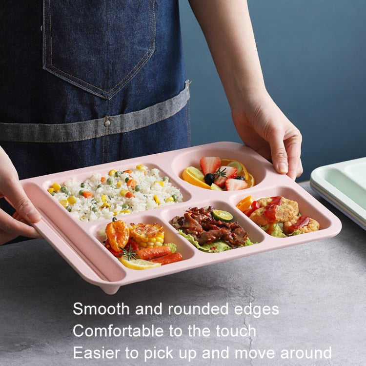 4pcs /Set Wheat Straw Split Dining Plate With Bowl Chopsticks Spoon Tableware Set(Green) by bashfashion