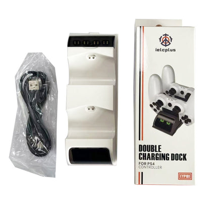 For PS4 Slim / Pro Gamepad Docking Charger Controller Dual Charger With Display Lights(White) by bashfashion