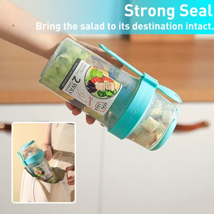 Salad Meal Shaker Cup Portable Fruit and Vegetable Container with Fork Dressing Box, Size: Large White by bashfashion